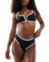 ASOS DESIGN contrast binding midi waist brazilian bikini bottoms in black Черный, 36 - фото #2