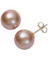 ფოტო #1 პროდუქტის Pink Cultured Freshwater Pearl (11mm) Stud Earrings in 14k Gold, Created for Macy's