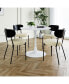 Modern Grey PU Dining Chair & White Round Table Set (5 Chairs)