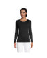 ფოტო #1 პროდუქტის Petite Cotton Rib Long Sleeve Crewneck T-Shirt