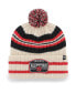 Фото #1 товара Men's Cream Toronto Raptors Hone Patch Cuffed Knit Hat with Pom