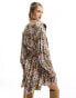 Фото #6 товара & Other Stories v neck mini dress with volume sleeves in bibi print