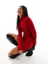 Фото #1 товара Missyempire exclusive cable knit roll neck mini jumper dress in red