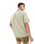 ASOS DESIGN relaxed revere shirt in cotton poplin with trim in olive green