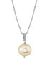 ფოტო #1 პროდუქტის Cultured Golden South Sea Pearl (9mm) & Diamond Accent 18" Pendant Necklace in Sterling Silver