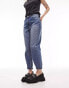 Topshop Petite Original high rise Mom jeans in mid blue Голубой, W24 L28 - фото #1