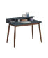 Фото #2 товара Mid-Century Modern Wood Writing Desk with Hutch, Grey