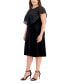 Фото #3 товара Plus Size Round-Neck Overlay Velvet Sheath Dress