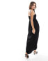 YAS cami maxi dress with ruched front in black - BLACK