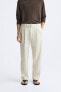 BELTED COTTON-LINEN TROUSERS