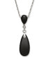 ფოტო #1 პროდუქტის Black Onyx (8 x 18 mm) Teardrop Pendant in Sterling Silver