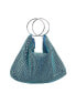 Фото #9 товара Women's Glass Crystal Mesh Double Ring Handle Pouch Bag