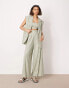 Фото #1 товара ASOS EDITION ruched waistband super wide leg tailored trouser co-ord in dusky green