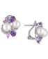 ფოტო #1 პროდუქტის Cultured Freshwater Pearl (6-1/2 & 7-1/2mm) & Multi-Gemstone (2-3/4 ct. t.w.) Cluster Stud Earrings in Sterling Silver