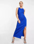 Фото #2 товара Only ruched maxi dress with side split in bright blue