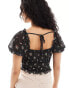 Фото #2 товара Vero Moda mixed print chiffon top in black