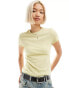 Фото #1 товара Weekday linen blend fitted t-shirt in dusty yellow