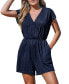 Фото #1 товара Women's Navy Surplice Short Sleeve Loose Leg Romper