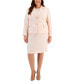 Plus Size Textured Two-Button Slim Skirt Suit