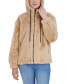 ფოტო #3 პროდუქტის Juniors' Women ' Reversible Faux Fur Hooded Bomber Jacket