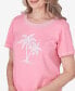 Women's Miami Beach Embroidered Palm Tree Short Sleeve Top