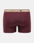 Jack & Jones 3 pack trunks with neon striped waist band in green & burgandy