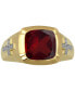 ფოტო #2 პროდუქტის Men's Garnet (7-3/4 ct. t.w.) & Diamond Accent Ring in 18k Gold Over Sterling Silver