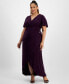 Фото #1 товара Plus Size Flutter-Sleeve High-Low Gown