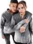 Фото #1 товара COLLUSION Unisex oversized chunky metallic zip-through jumper in silver