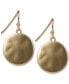 Фото #1 товара Gold-Tone Hammered Disc Drop Earrings