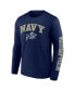 Men's Navy Distressed Navy Midshipmen Arch Over Logo Long Sleeve T-shirt