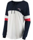 Фото #2 товара Women's Navy, White New England Patriots Athletic Varsity Lace-Up Long Sleeve T-shirt