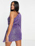 Фото #3 товара Collective the Label exclusive one sleeve tie waist sequin mini dress in purple