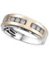 ფოტო #1 პროდუქტის Men's Diamond Two-Tone Band (1/2 ct. t.w.) in 10k Gold & White Gold