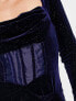 Lavish Alice glitter velvet corset detail mini dress in navy