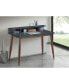 Фото #1 товара Mid-Century Modern Wood Writing Desk with Hutch, Grey