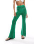 Фото #2 товара Mango crochet knit trousers in green