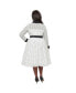 Plus Size Long Sleeve Collared Front Button Down Tulle Swing Dress