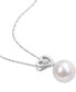 ფოტო #3 პროდუქტის Cultured South Sea Pearl (9-1/2mm) & Diamond (1/20 ct. t.w.) Heart 17" Pendant Necklace in 10k White Gold