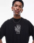 Topman extreme oversized fit t-shirt with front and back zodiac print in black