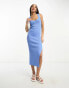 Фото #4 товара ASOS DESIGN knitted v neck midi dress in blue