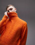 Topman space dye roll neck jumper in orange