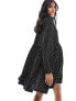 Фото #4 товара Y.A.S high neck frill mini smock dress in black polka dot