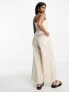 Фото #3 товара ASOS DESIGN bandeau linen look jumpsuit with detachable straps in oatmeal