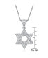 Cubic Zirconia Sterling Silver White Gold Plated Star Of David Drop Pendant