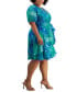 Фото #5 товара Plus Size Printed Faux-Wrap Ruffle-Hem Dress
