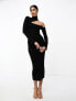 Фото #3 товара Pretty Lavish cut-out knit maxi dress in black