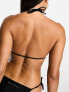Фото #3 товара COLLUSION tie font halter bikini top in black