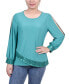 ფოტო #1 პროდუქტის Petite Long Sleeve Knit Top with Sequin Hem