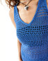 Noisy May crochet midi dress in bright blue